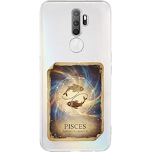 Oppo A9 2020 İle Uyumlu Burç Kartları Balık Tasarımlı Şeffaf Silikon Kılıf Şeffaf