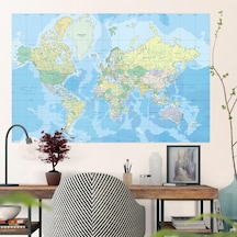 Plustablo Kendinden Yapışkanlı Eğitim Amaçlı Siyasi Dünya Haritası Duvar Stickerı 100x150 Cm. 1
