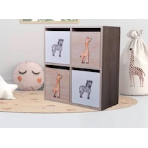 Q Deco Safari 4 Bölmeli Saklama Ünitesi Bej - Gri