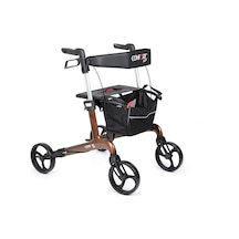 Rolatör Yürüteç Kahverengi Carbon Fiber Şase, Katlanabilir Oturaklı Sepetli Spirit X4
