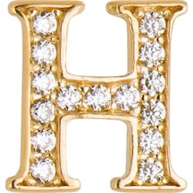 14 Ayar Altın Taşlı H Harf Küpe 0,57 Gr-6014