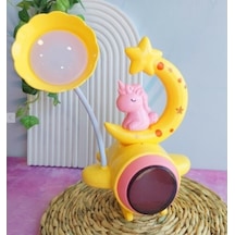 Çocuk Odası Ay Ve Unicorn Desenli Gece Lambası Sarı