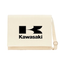 Kawasaki Logo Krem Kanvas Postacı Çantası