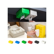 Sones Çok İşlevli Karikatür Yapı Bloğu Mendil Saklama Kutusu Oturma Odası Sehpa Dekorasyonları, Renk: Siyah