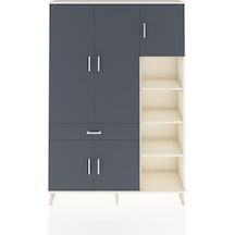 Arges Dolap 10 Raflı Tek Çekmeceli 5 Kapaklı 132x30x195 Aytaşı-antrasit/antrasit Antrasıt/antrasıt