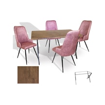Anemon - Çırağan Masa Takımı Werzalit, Allzalit, Vermodin Tabla 80x120 - Rustic Dark - Pembe Çok Renkli