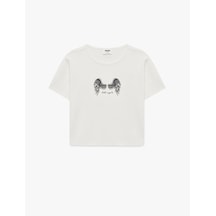 Koton Baskılı Kısa Kollu Bisiklet Yaka Pamuklu Crop Tişört Ekru 6skg10473ak Ekru Koton Baskılı Kısa Kollu Bisiklet Yaka Pamuklu Crop Tişört Ekru 6skg10473ak Ekru