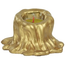 Mumluk Şamdan Tealight Mum Uyumlu Küçük Erimiş Mum Model - Altın