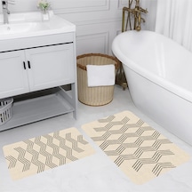 Rovigo Home Baskılı Kaymaz Taban 2 Li Banyo Paspas Takım Rvg5141-100X60-60X50 Çok Renkli