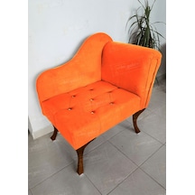 Yeni Model Ters Kol Tekli Köşe Koltuğu Josefin Bench Ceviz Ayak Turuncu