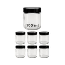 100 Ml Cam Kavanoz Şeffaf 100 Cc Krem Kavanozu Siyah Kapaklı Kozmetik Kavanoz 6 Adet Tek Renk