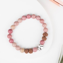 Pembe Jasper Doğal Taş Bileklik Renkli