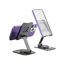 Luckysouk Katlanır Cep Telefonu Karbon Çelik Masaüstü Standı Ayarlanabilir Internet Ünlü Eserdir Kırmızı - Siyah Var Direksiyon F7t587