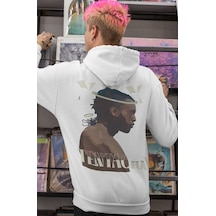 Sevbano X Tentacion Rapper Şarkıcı Sırt Baskılı Unisex Oversize Penye Hoo beyaz