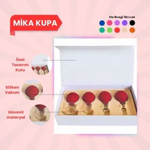 Silikon Vakumlu Mika Yüz Masaj Kupası 4'lü Set Kırmızı Çok Renkli