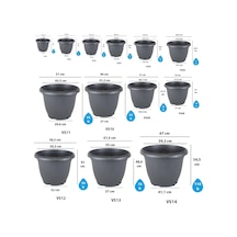 V508 Villa Saksı Set No: 8 14 Litre, 36 Cm, Antrasit