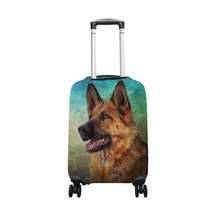 Alman Çoban Köpeği Sonbahar Yaprakları Bagaj Kapağı 18-32 Inç Bavul Spandex Elastik Yıkanabilir Seyahat Koruyu