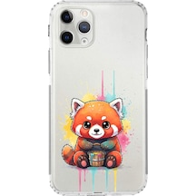 Apple Uyumlu iPhone 11 Pro İle  Splash Tilki Tasarımlı Kamera Korumalı Şeffaf Silikon Kılıf 051k
