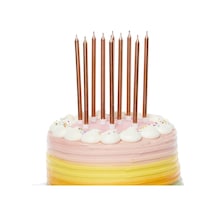 12 ADET ROSE GOLD DOĞUM GÜNÜ MUMU ROSE GOLD UZUN MUM ROSE GOLD İNCE MUM ROSE GOLD MUM CHURCH ROSE GOLD CANDLES