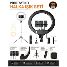 6000k 80w Led Halka Işık 56cm 360 Ayarlı 2 Usb Çıkışlı Kumandalı Fotoğraf Video Işığı Çantalı
