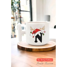 Yeni Yıl Yılbaşı Noel Tasarımlı T Kulp Seramik Kupa 122 Beyaz