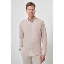 Morven Erkek Bej Pamuk Trend Dynamic Fit Düğmeli Yaka Gömlek 25ms004027653 Bej Bej