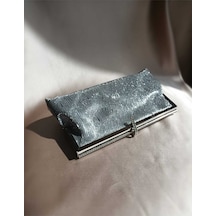 Çanta Trend Kadın Açık Gümüş Desenli Taş Detaylı Cüzdan Clutch Model Portföy Özel Gün Ve Abiye Çanta Açık Gümüş