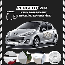Peugeot 207 Oto Araç Kapı Koruma Fitili 5metre Parlak Beyaz Renk