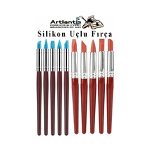 Silikon Uçlu Fırça Modelaj 10 Lu 1 Paket Kauçuk Polimer Kil Çömlek Seramik Şekillendirici Kalem Rötuş Kalem Seti