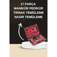Mey İthalat Elektrikli Manikür Pedikür Seti İkili Set 17 Parça Tırnak Bakımı Nasır Temizleme Tırnak Şekillendirme