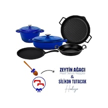 Lava Döküm 5x Trendy Serisi 8 Parça Tencere & Tava Seti Mavi