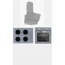 Silverline BO6501S01 - CS5665S01 - 3490 OSLO Gri Cam Ankastre Set