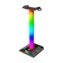 Rgb Işıklı Kulaklık Standı, Usb Hub Destekli, Dokunmatik Kontrol, Çift Usb Port, Kaymaz Taban, Oyun Ve Ofis Masası Aksesuarı