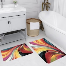 Rovigo Home Baskılı Kaymaz Taban 2 Li Banyo Paspas Takım Rvg5085-100X60-60X50 Çok Renkli