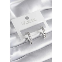 Dodes Dodes Pirinç Gümüş Renk Zirkon Taşlı Halka Model Kadın Küpe Tg27bkp10016 Çok Renkli