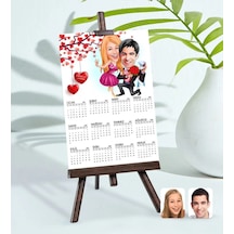 Bk Gift Kişiye Özel 15x21 Cm Fotoğraf Kartlı Sevgililer Karikatürlü Şövaleli 2023 Takvim -9