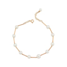 7,5 Mm Doğal İnci Modern Bileklik Rose Rose Pembe Altın