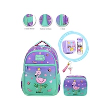 Smile Flamingo Okul Çantası + Meow Beslenme Kutusu + Meow Suluk + Anahtarlık - İlkokul Çantası