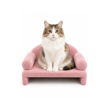 Reyo Pet Peluş Kedi Koltuğu, Kedi Kanepesi, Kedi Yatağı, Evcil Hayvan Dinlenme Koltuğu, Rahat Kedi Sofa Yatağı, 45x33x25 Cm Pembe