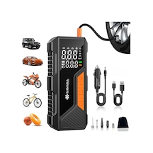 Dijital Göstergeli Led Işıklı Taşınabilir Powerbank 4500mah Araç Bisiklet Top Lastik Şişirme Hava Kompresörü