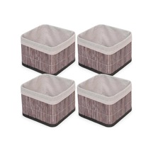 Bambu Çok Amaçlı Saklama Kutusu Düzenleyici Kare Organizer, Dekoratif Bambu Düzenleyici Gri 20x20x13cm 4 Adet Diğer
