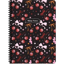 Keskin 16,5 X 22,5 Kareli Spiralli Işıltı Defter - Siyah Çok Renkli