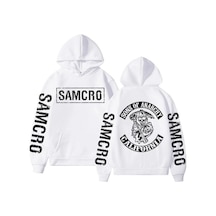 Startmore Samcro Çift Taraflı Logo Baskılı Hoodies 17276 Beyaz Beyaz