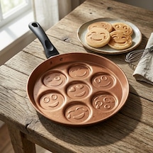 Papilla Redio Emoji Pankek Ve Yumurta Tavası - 7 Bölmeli Gülen Yüz Tasarımlı, Yanmaz Yapışmaz Krep Tavası 28 C Diğer