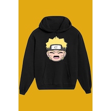 Unisex Siyah Naruto Baskılı Sweatshirt Siyah