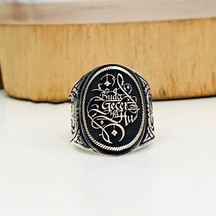İpek Silver Buda Geçer Yahu Yazılı Erkek Yüzük 925 Ayar Gümüş