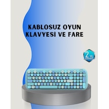 Retro Tarz Kablosuz Klavye Mouse Seti 104 Tuşlu Ergonomik Tasarım