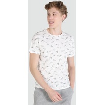 Colins Regular Fit Bisiklet Yaka Baskılı Beyaz Erkek Kısa Kol Tişört Cl1064349 Beyaz