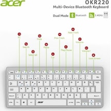 Acer Okr220 Beyaz Multidevice Dual Mode 2.4ghz Bluetooth Klavye Smart Tv Android
