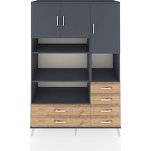 Hyperion Dolap 9 Raflı 6 Çekmeceli 3 Kapaklı 132x44x195 Antrasit-antrasit/çam Antrasıt/atlas Çam